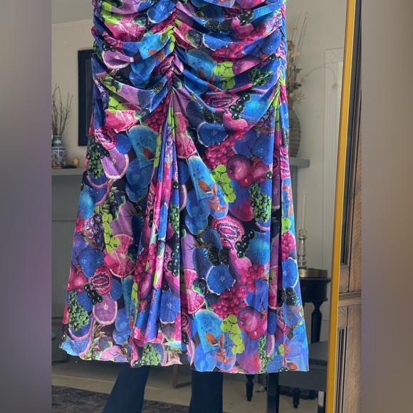 Fuzzi Gonna Fruit Motif Mesh Ruched Skirt - Picture 9 of 9